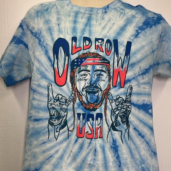Colortone - Post Malone Old Row USA Graphic Blue Tie Died T Shirt Size Medium - Picture 3 of 8